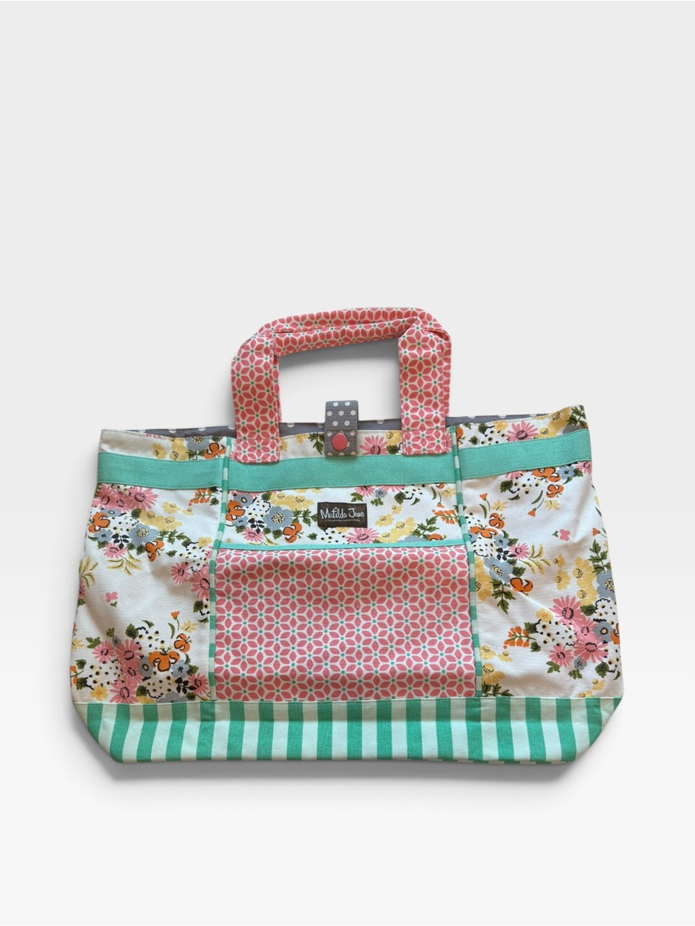 Matilda Jane Pink Floral & Teal Stripe Tote